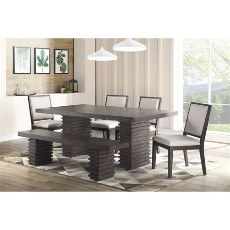 Steve Silver Mila Contemporary Dining Table and Chair Set with Bench | Wayside Furniture | Table ...