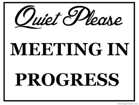 Meeting in Progress Door Signs Printable Out Of Office Sign, Office ...