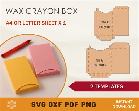 Crayon Box SVG Template Wax Crayon Box Template Crayon Favor - Etsy UK