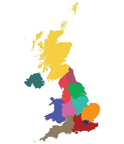 United Kingdom Regions map. Map of United Kingdom in administrative ...