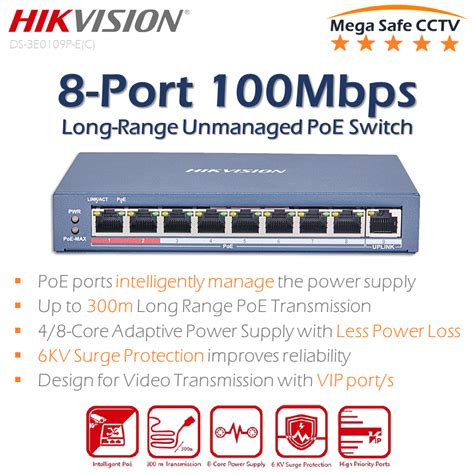 HikVision 8-Port 100 Mbps Long-Range Fast Ethernet Unmanaged PoE Switch (DS-3E0109P-E) | Lazada PH