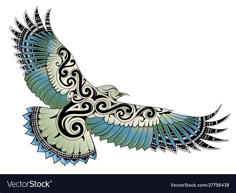 Polynesian style bird tattoo Royalty Free Vector Image