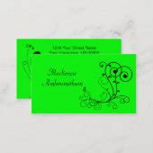 Bright Green Black Swirl Business Card | Zazzle