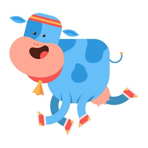 Premium Vector | Funny cow running vector cartoon character isolated on background.