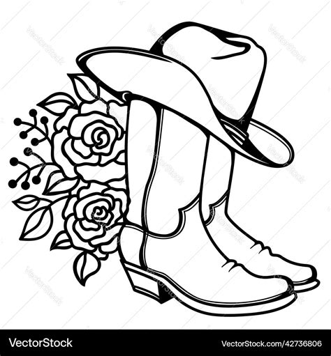 Cowboy Hat And Boots Drawings