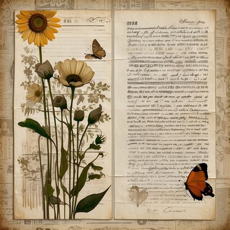 Vintage Paper And Flowers Art Free Stock Photo - Public Domain Pictures