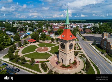 The Muensterberg Plaza and Clock Tower in Berne Indiana Stock Photo - Alamy