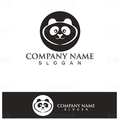 panda logo black and white head vector - indivstock