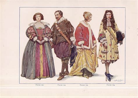 1640-1666 Latest Fashions For Nobility | Lithograph print, Lithograph, Illustration