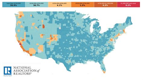 (USA) Average House Prices by County Via. National Association of Realtors (Map ...