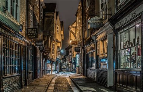 late night at the Shambles, York. photo, Philip Joel... | England, Great britain, Road