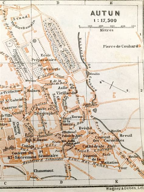 Antique 1909 Autun France Map From Baedekers Guide Atlas - Etsy UK