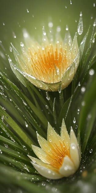 Premium AI Image | Macro photography of a flower in rain