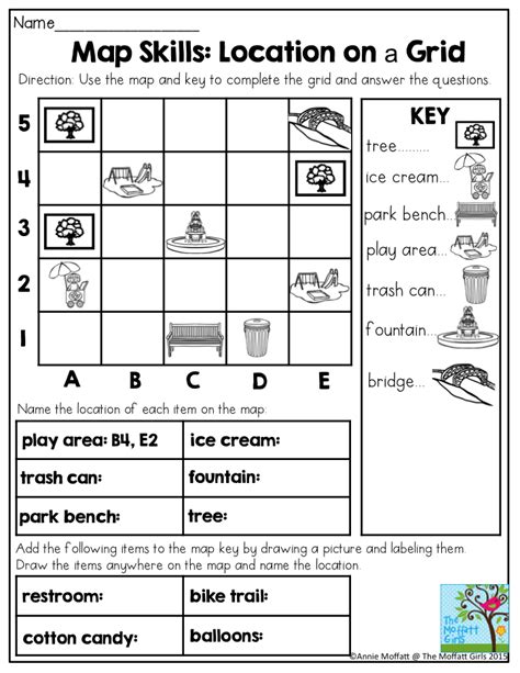 Grade 4 Geography Grid Map Skills Worksheets