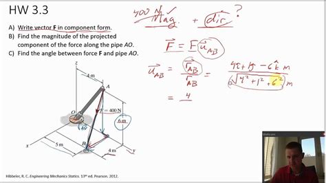 Statics - 3D vector projection - example - YouTube