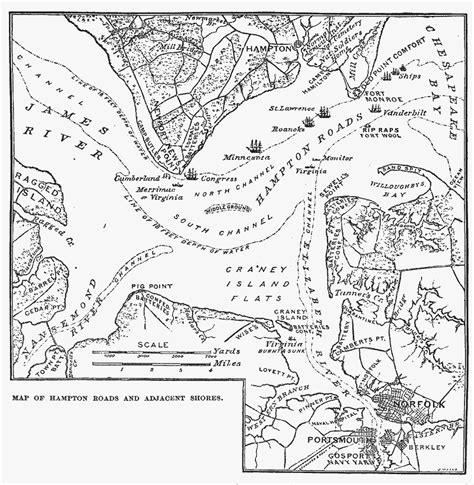 Map of Hampton Roads and adjacent shores