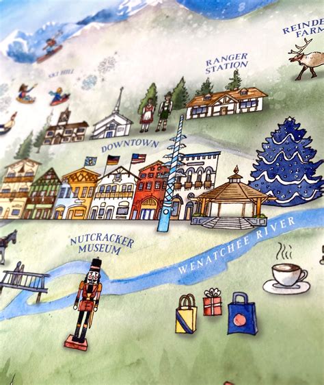 Leavenworth WA Bavarian Mountains Map Art Print – Elizabeth Person Art & Design