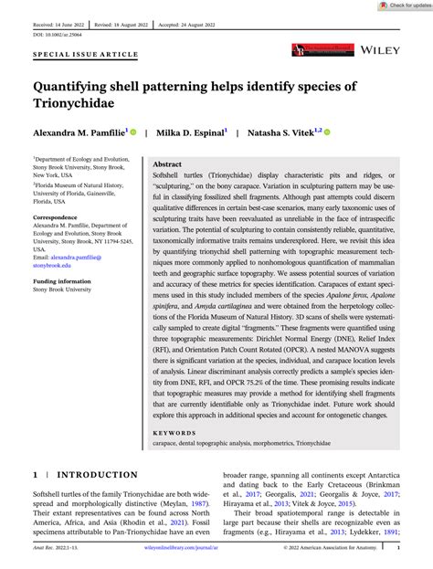 (PDF) Quantifying shell patterning helps identify species of Trionychidae