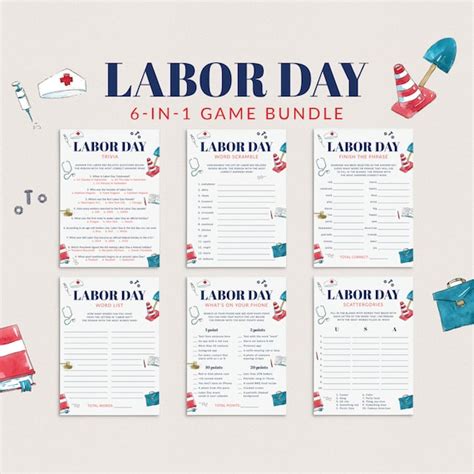 Labor Day Games Printable Fun Labor Day Game Bundle for Family - Etsy