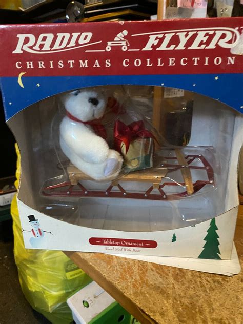 RADIO FLYER--WOOD SLED WITH BEAR---TABLETOP ORNAMENT 1998 | eBay