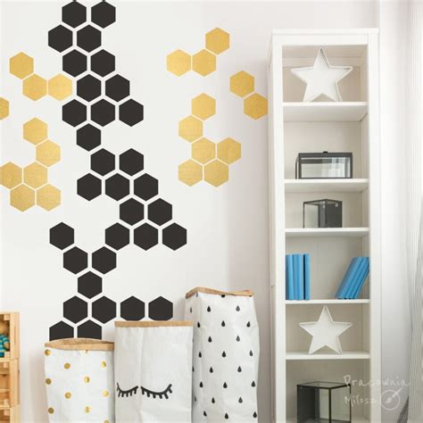 Honeycomb Wall Decal, Hexagon Stickers per Pack, Self Adhesive Art Sticker, Geometric Design ...