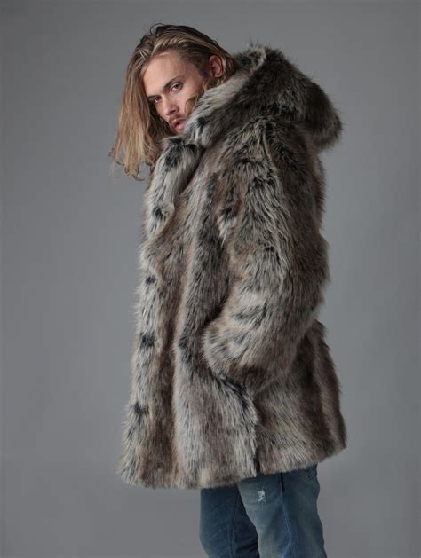 Hooded Grey Wolf Faux Fur Coat | Fur coat fashion, Fur coat, Coat