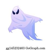 3 Evil Halloween Ghost With Fierce Face Expression Clip Art | Royalty Free - GoGraph