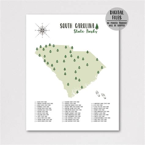 South Carolina State Parks Map-south Carolina State Parks - Etsy