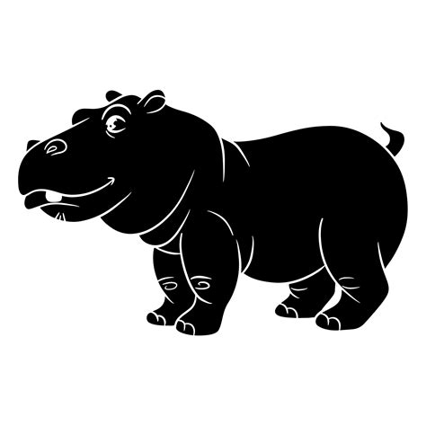 Animal character funny hippo silhouette. Children's illustration. 3788909 Vector Art at Vecteezy