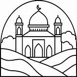 Mosque coloring pages Outline minaret And Dome On White  sketch template