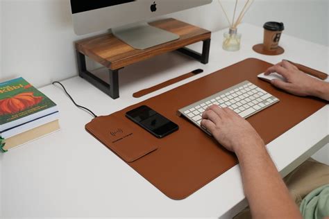 Wireless Charging Desk Pad Leather Desk Mat Custom Desk Pad - Etsy