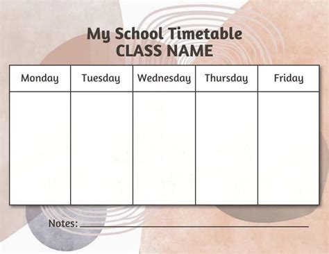 Pastel Abstract Aesthetic My School Timetable Schedule Template (Modèle d'emploi du temps de l ...