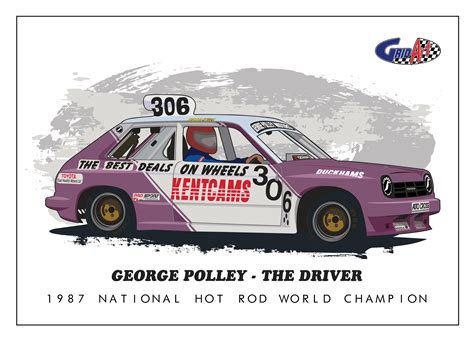 1987 National Hot Rod World Champion George Polley. Vector illustration ...