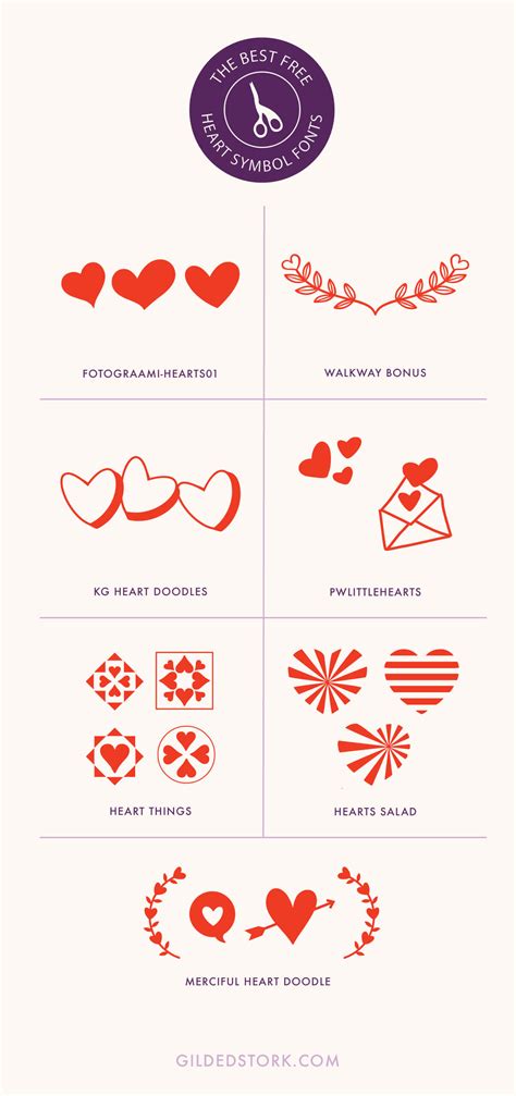 The Best Free Heart Symbol Fonts - Gilded Stork