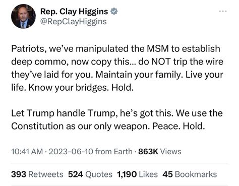 MAGA Rep. Clay Higgins must’ve heard from law enforcement after his ...