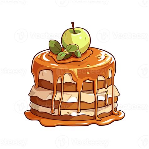 caramel apple cake clip art illustration. Transparent backgrund ...