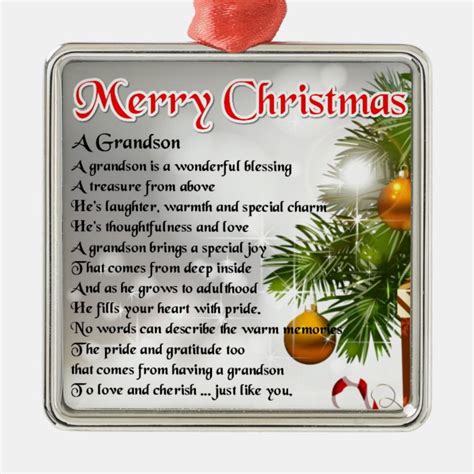 Grandson Poem - Christmas Design Metal Ornament | Zazzle.com