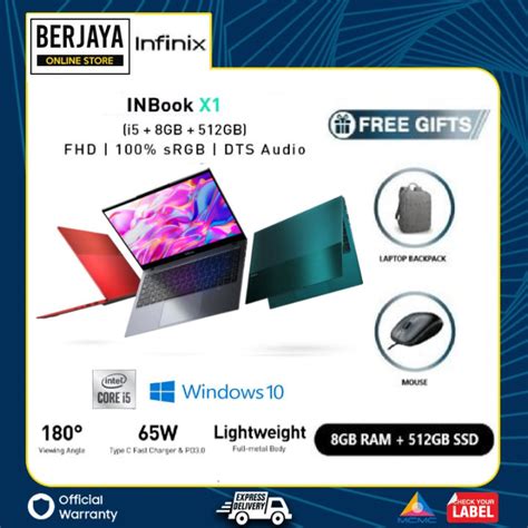 INFINIX InBook X1 Intel i5 10th Gen | Intel Core i5-1035G1 [8GB+512GB] PCIe SSD Laptop with 1 ...