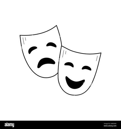 Theater drama mask outline icon. Actor face mask isolated line drawing ...