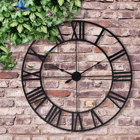 80cm large outdoor garden wall clock roman numerals giant open face ...