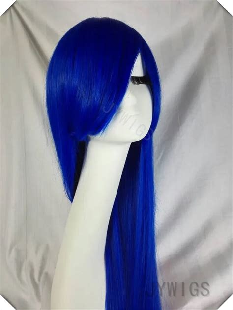 Dark Blue Hair Cosplay 40 Inches Long Straight Cosplay Synthetic Harajuky Anime Party Wig Dark ...