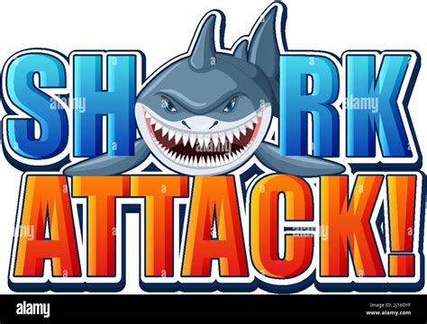 Shark attack font logo with cartoon aggressive shark illustration Stock Vector Image & Art - Alamy