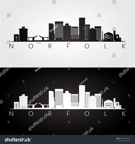 Norfolk Usa Skyline Landmarks Silhouette Black Stock Vector (Royalty ...