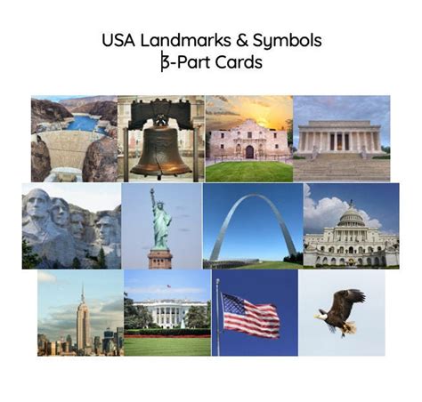 USA Landmarks & Symbols 3-part Cards Montessori United States Geography - Etsy