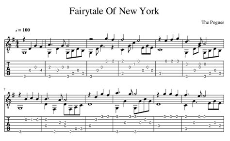 Fairytale Of New York for guitar. Guitar sheet music and tabs.