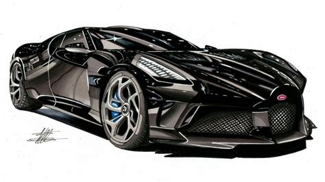 Realistic Car Drawing - Bugatti La Voiture Noire - Time Lapse | Bugatti, Desenhos de carros ...