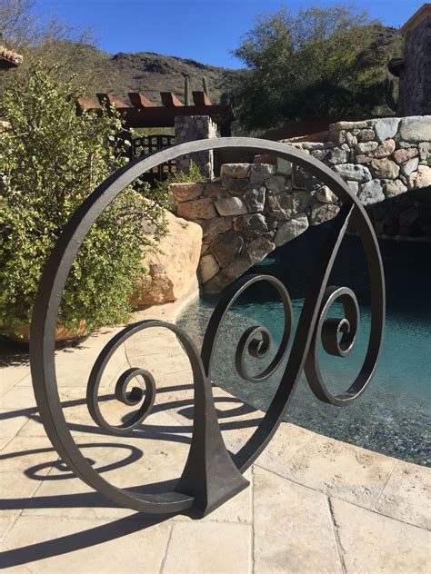 Hand forged iron pool rail | Pool rails, Backyard pool designs, Pool remodel