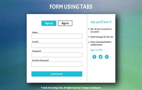 Form Using Tabs Responsive Widget Template