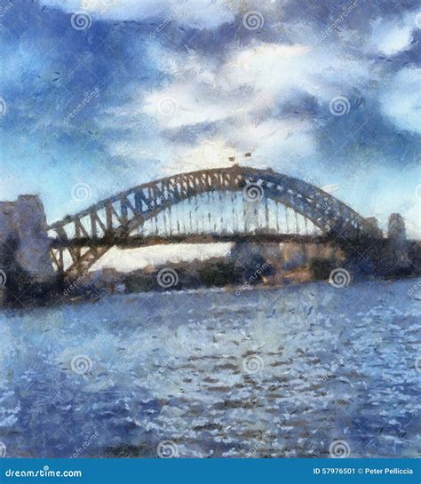 Sydney Harbour Bridge Painting Stock Image - Image of style, harbour ...