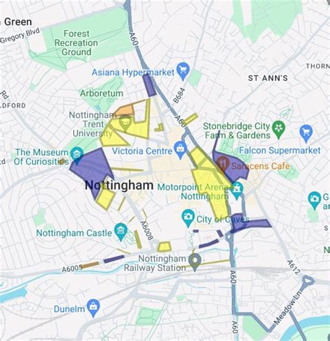 Nottingham City Centre Parking Zones - Google My Maps